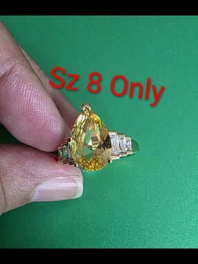 Women's Pear-Cut Yellow Crystal Ring - Size 8